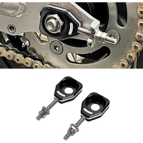 Canitu Blue Rear Chain Adjusters,Motorcycle Billet Rear Axle Blocks Swingarm Spool Tensioner Tension Adjuster Accessories for Honda CRF110 2013-2024
