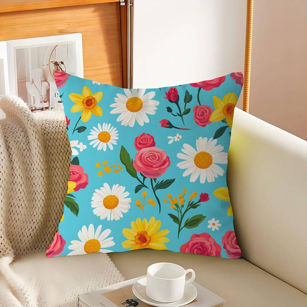 Cartoon Style Floral Pattern Pillowcases Home Bedding Decorative Pillow Cover Wedding Super Soft Pillow Case