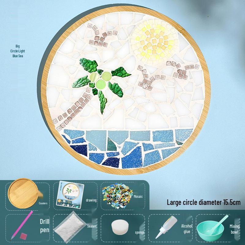 DIY Large Mosaic Coaster Kit: Creative Glass Sticker Pack for Adults & Kids