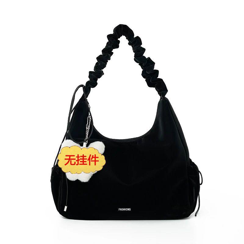 New solid color lightweight drawstring casual commute cute versatile shoulder messenger bag commute light luxury portable