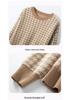 Women's Round Neck Plaid Cashmere Sweater - 2025 Autumn/Winter Warm Knit with Long Sleeves, Wearable as Outerwear.