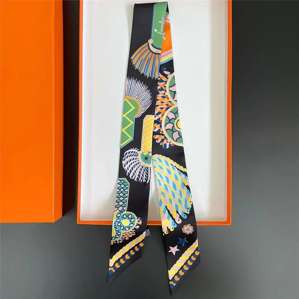 Long Lady Bag Silk Scarf Skinny Neck Hair Scarfs For Women Band Headwear Handbag Tie Ribbons  New Handle Wraps Summer