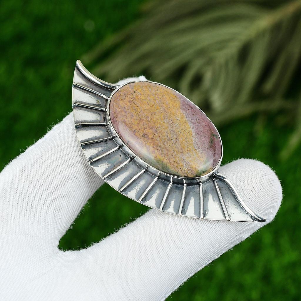 Oval March Birth Bloodstone Gemstone 925 Sterling Silver Wedding Pendant Jewelry