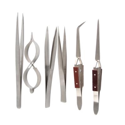 6pcs / Set Jewelry Straight Curved Tip Self‑Lock Tweezer Jewelry Making Tool