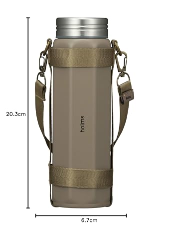 CB JAPAN Octabottle, Beige, 460ml, Direct Drinking, Vacuum Insulated Stainless Steel Bottle with Dedicated Holder, Holms