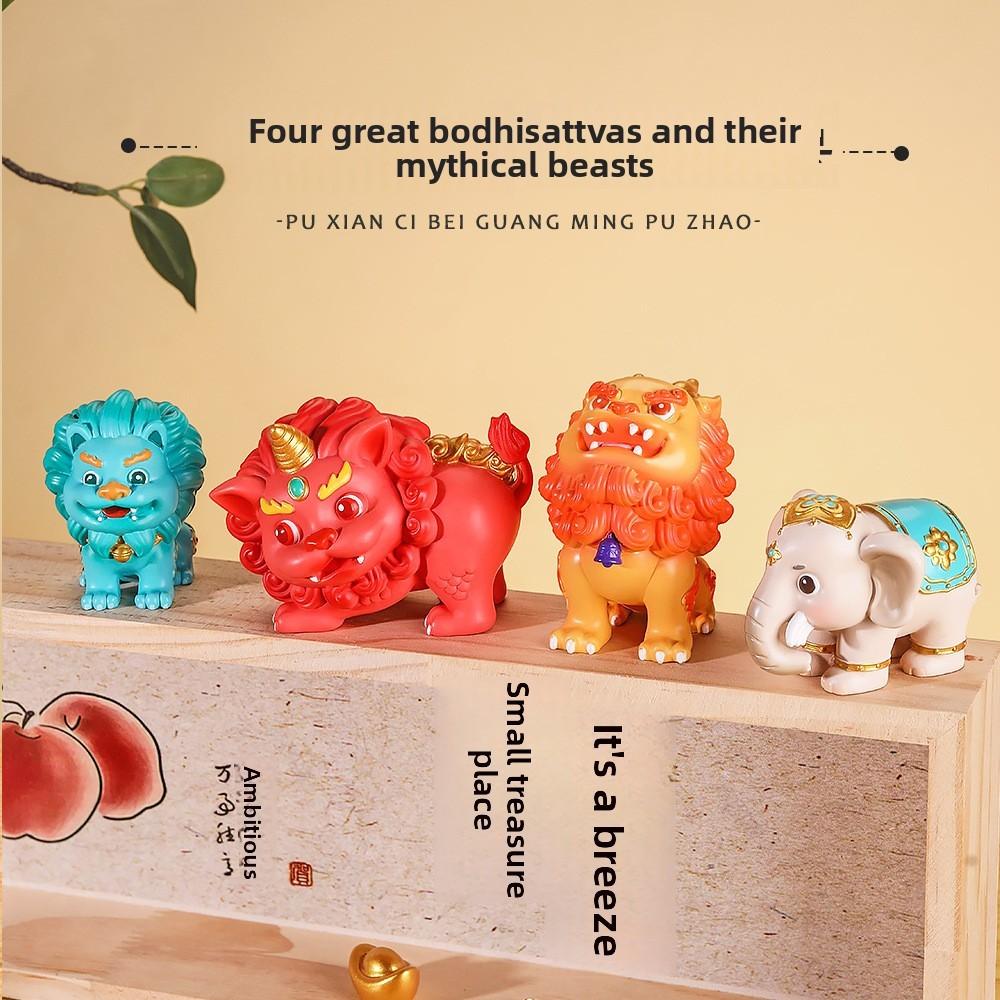 Resin Buddha Statues Set With Guardian Lion And Elephant For Home Decor And Gift Giving