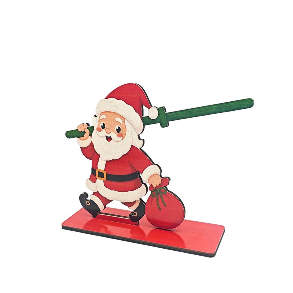 Wooden Christmas Tissue Box Holder with Snowman Santa and Design, Festive Tabletop Decoration