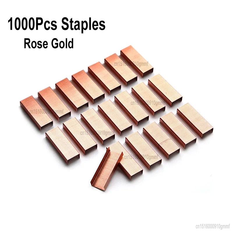 1000pcs Set Metal 12# 24/6 Staples Rose Gold Color Office Accessories School Stationery Binding Supplies