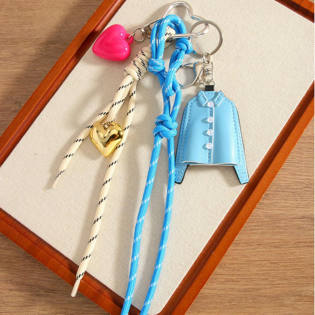 Pu Shirt Keychain With Heart Woven Rope For Casual Bag Decor