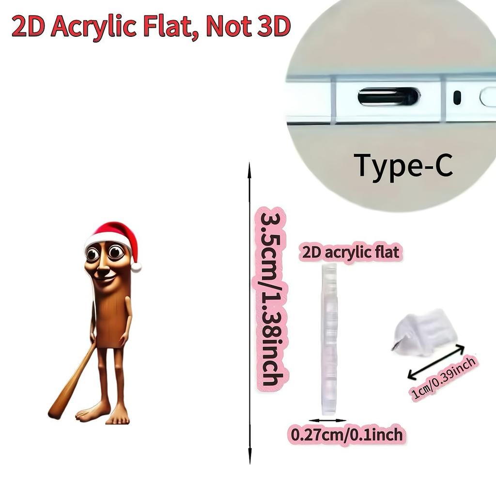 Creative Christmas Hat-Wearing Stick Figure Phone Dust Plug, Effectively Prevents Dust, Provides Thoughtful Protection for Phone Ports