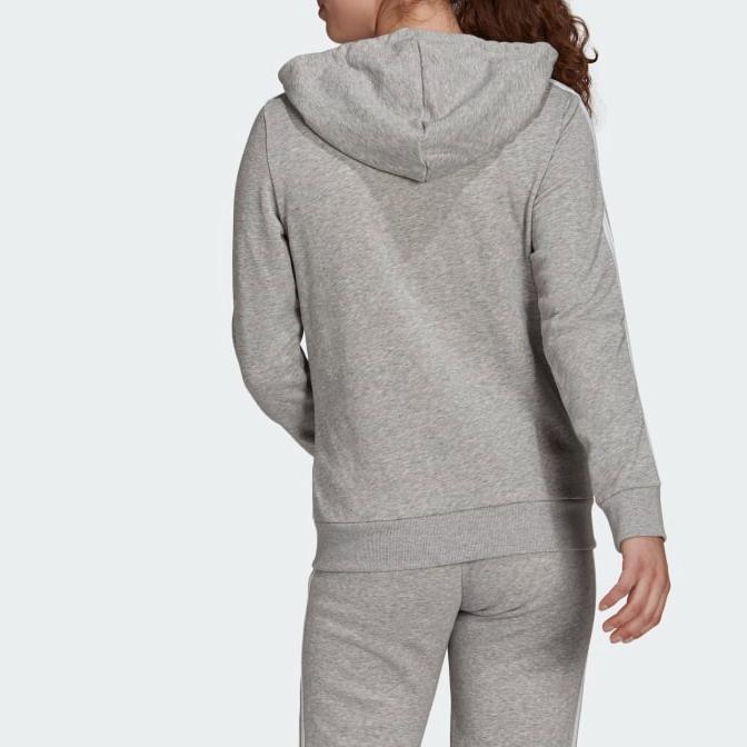 Adidas Casual Hooded Sports Zip Jacket Women Jackets Medium-Heather-Gray White GL0802