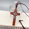 Religious Catholic Small Wood Crosses Necklace Pendants Jewelry Rope Chain