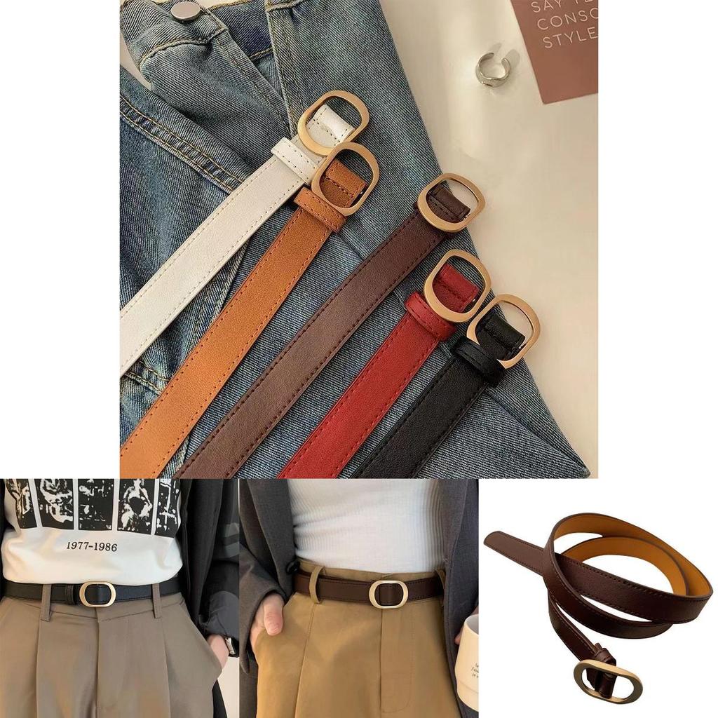 Vintage Korean Metal Ins Belt For Jeans With No Holes Elegant Black And Brown Design