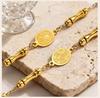 Saint Benedict Rosary Bracelet Bamboo Bead Design 18K Gold Plated Stainless Steel Cross Adjustable Catholic Jewelry