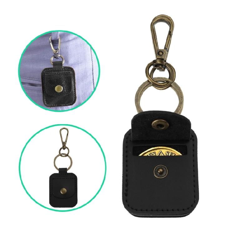 Leather Ring Holder With Keyring Attachment Compact Leather Ring Bag with Keyring for Necklace and Ring Storage