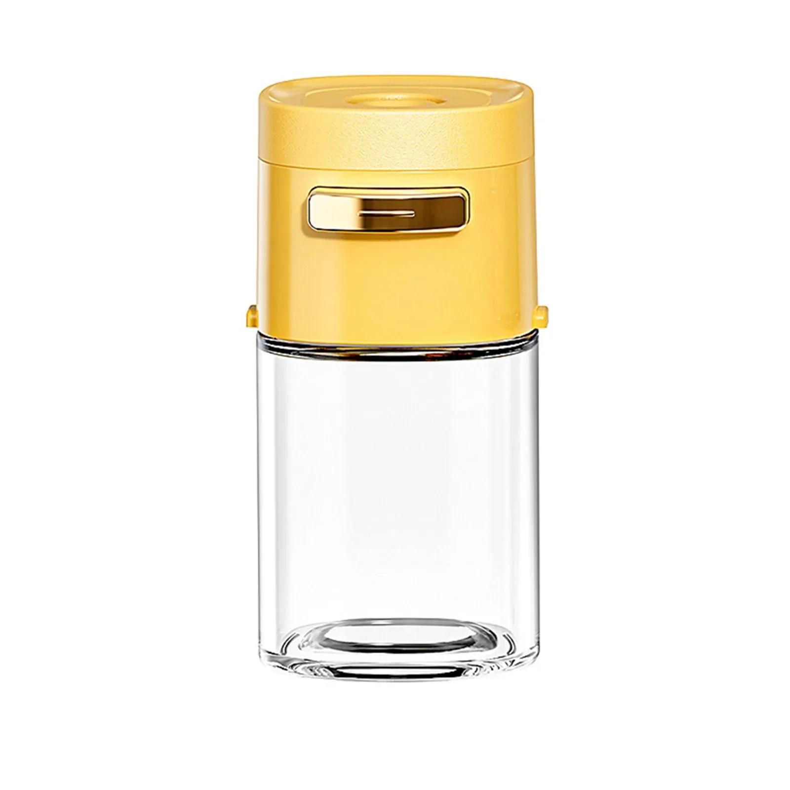 

Salt and Sugar Push Button Dispenser with Lid Accurate Pouring Freshness Preservation for Different Seasonings жёлтый