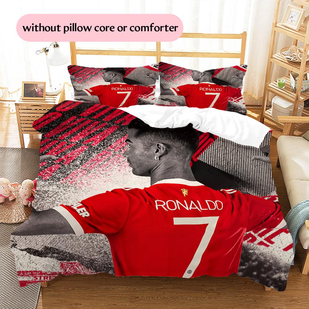 Football Player Background Pattern Bedding Quilt Set Home Decoration Gift (1 * duvet cover + 2 * pillowcase without core)