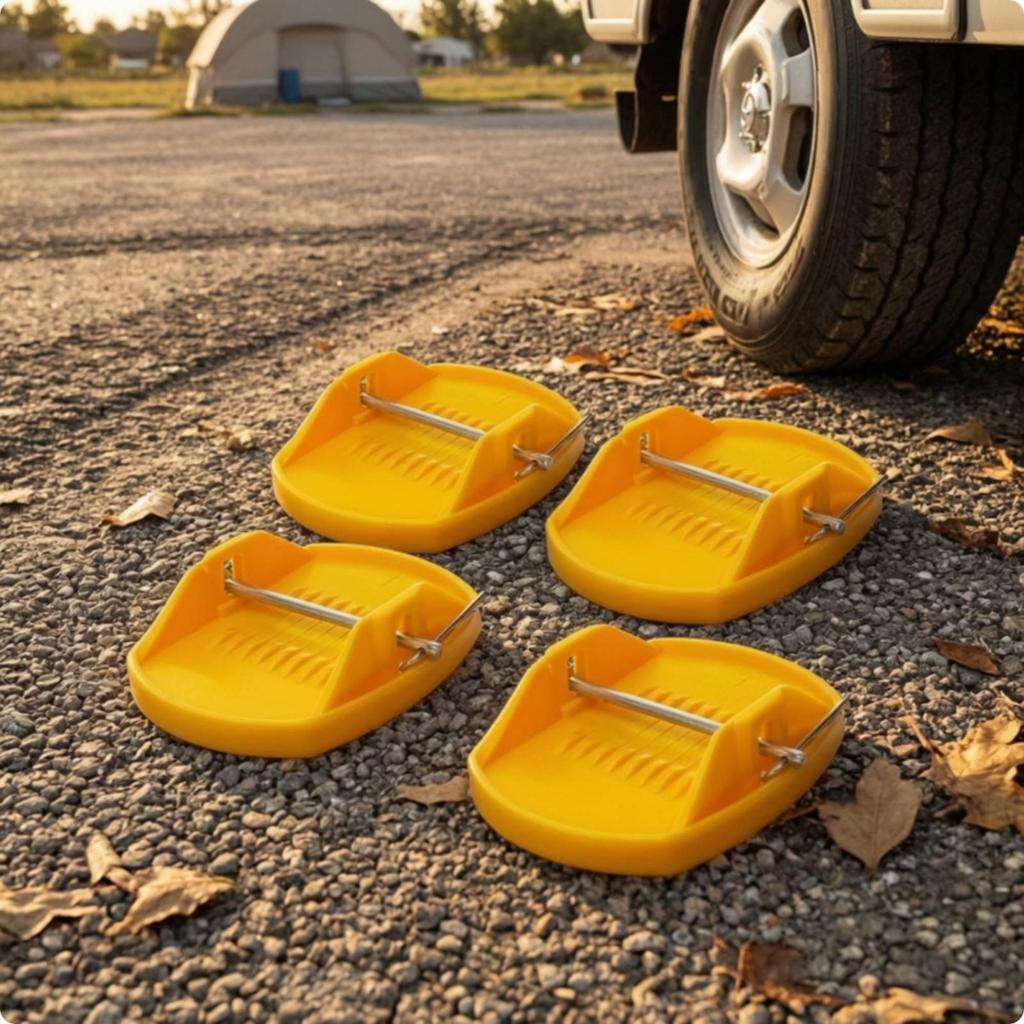 4 Pieces Strong Recreational Vehicle | Low-Profile, Stabilizing Jack Pads with