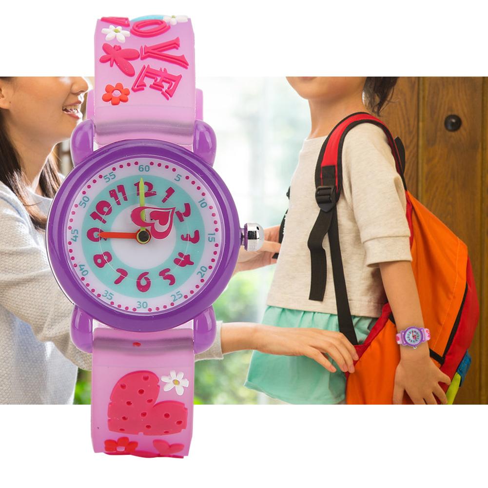 Children Cartoon Wrist Watch PVC Strap Waterproof Quartz Watch for Boys GirlsPurple