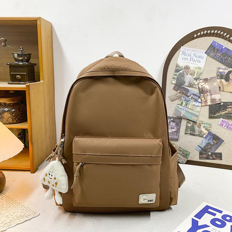 Schoolbag new ins wind Japanese soft sister schoolbag female Korean version solid color middle school student backpack light travel backpack