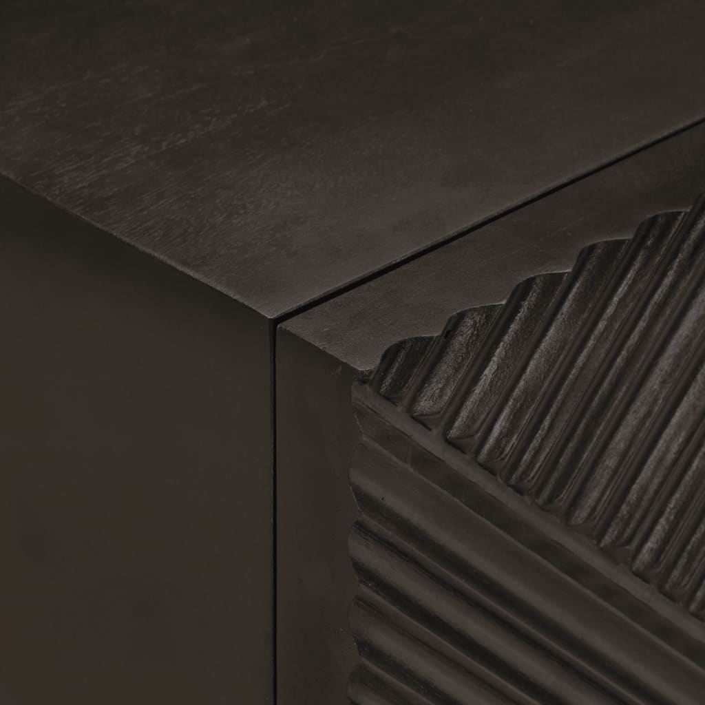 Nightstand Black 40x30x50 cm Solid Mango Wood and Iron