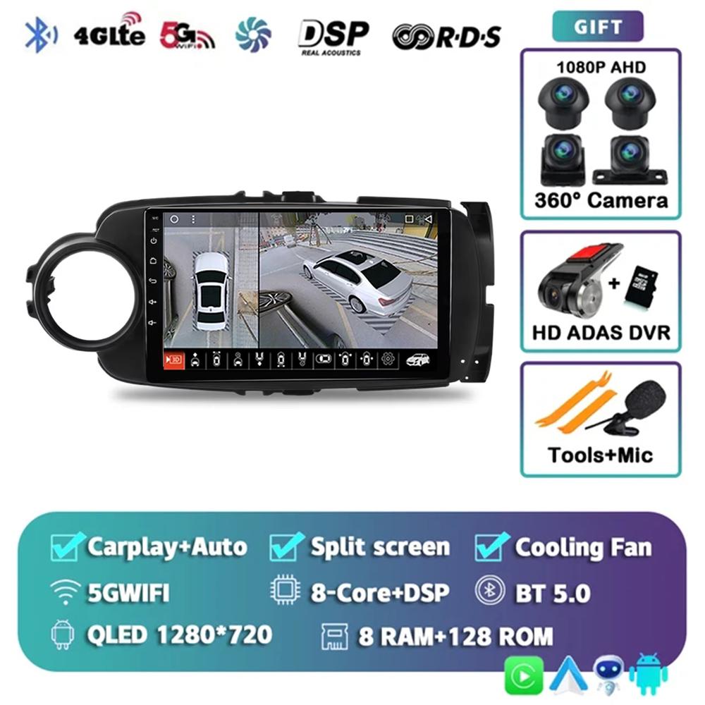 Android 14 Carplay Car Radio For Toyota Yaris 2012 2013 2014 2015 2016 2017 Navigation GPS Multimedia Player Stereo Wifi BT Auto