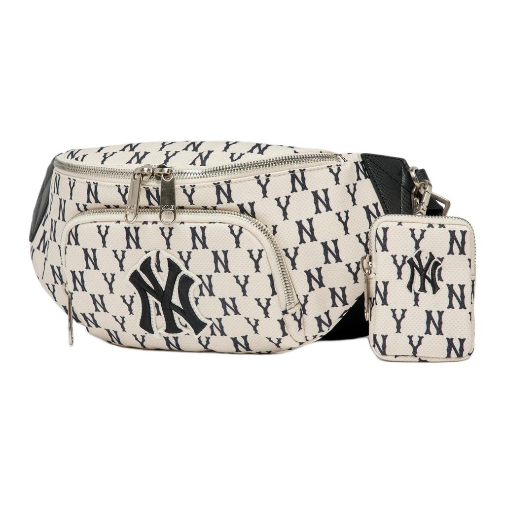 New MLB Monogram Collection Polyester Combo Bag Fanny Pack Regular Unisex Black White 3AHSM012N-50CRD