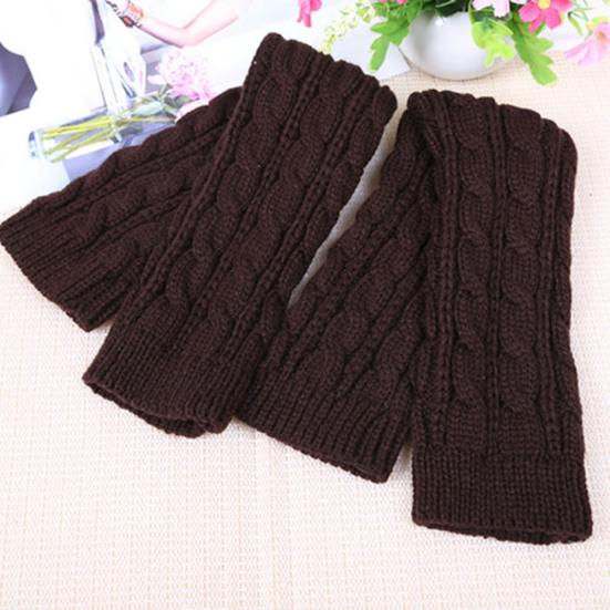 1 Pair Arm Warmers Fingerless Thumb Hole Super Soft Knitted Stretchy Cold Resistant Solid Color Winter Women Long Sleeves