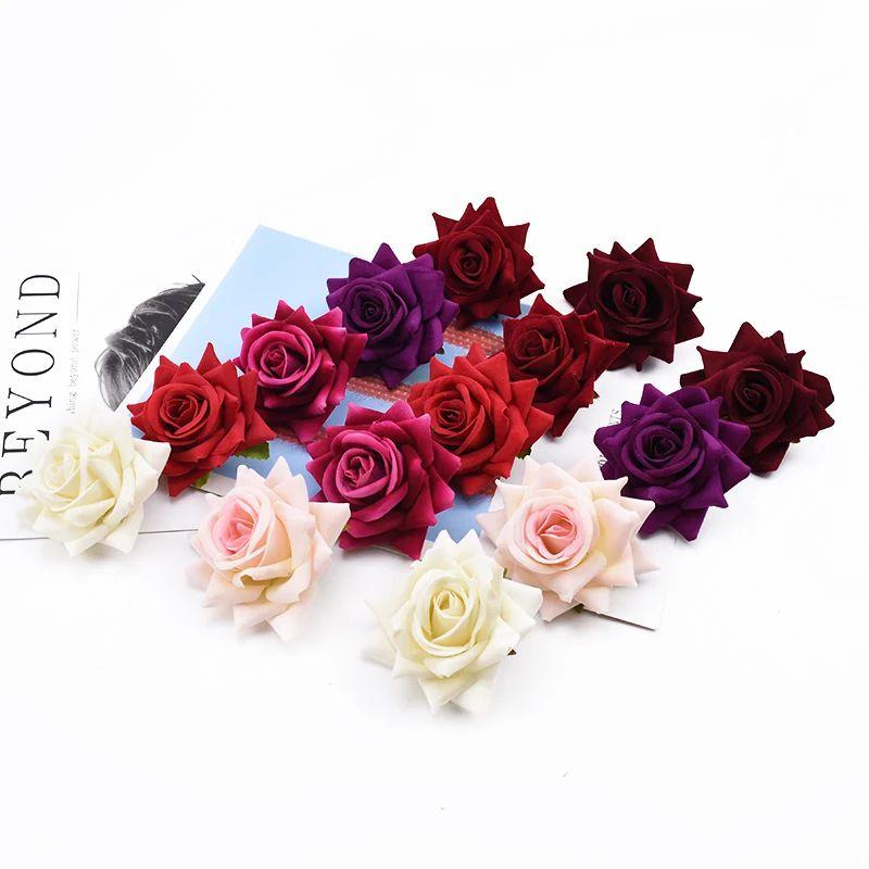 50/100 pieces Silk Roses Wedding Bride Wrist Flowers Material Festival Decorative Flowers Wreaths Home Decor Artificial Flowers