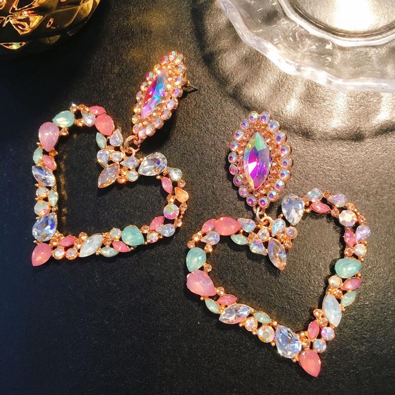 2022 New Products 16 Colors New Rhinestones Jewelry Statement Earrings Big Glass Drop Earrings for Women Fashion Accessories