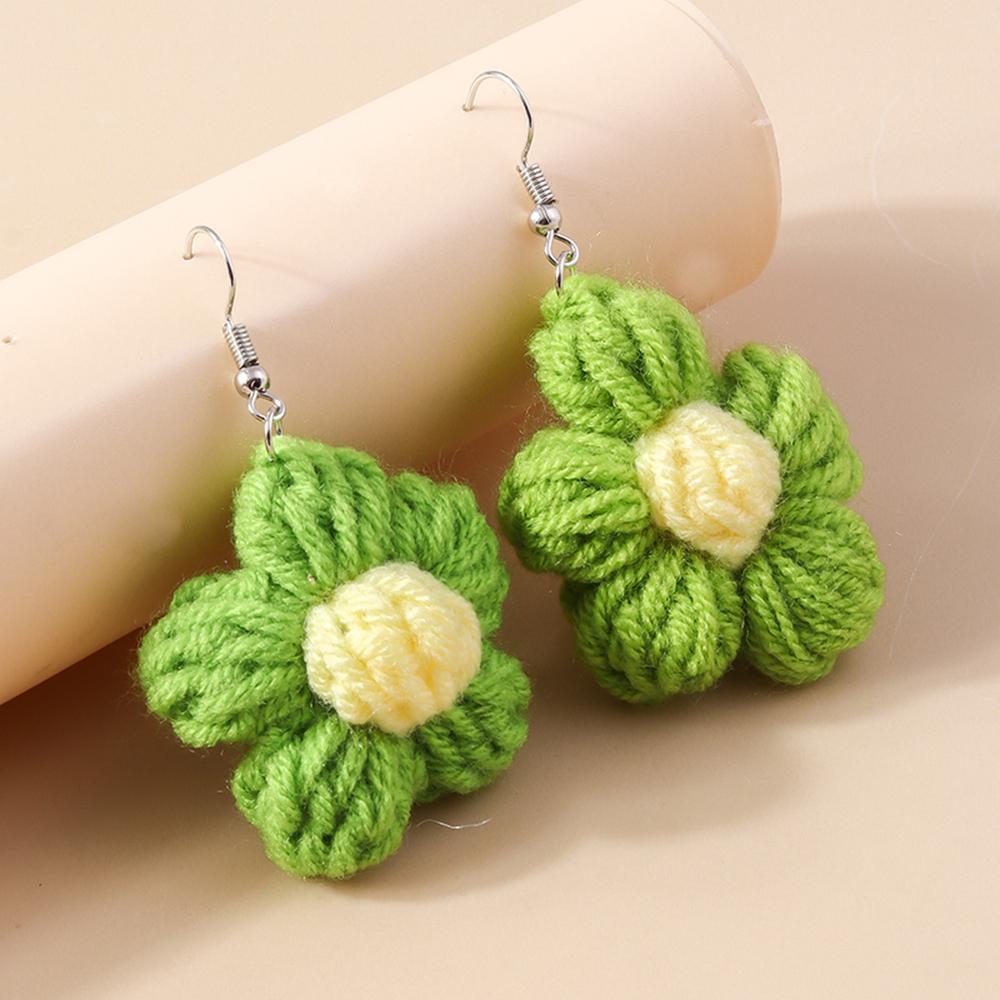 Fashion Handmade Knitted Sunflower Earrings for Women Girls Flower Dangle Drop Earrings Party Holiday Jewelry Gifts