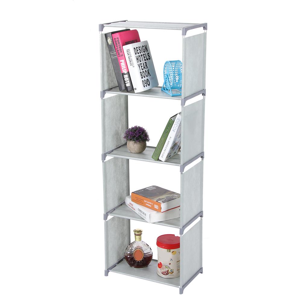 Multi Layer Standing Bookcase Bookshelf Storage Shelf Rack Home Organizer for Living Room BedroomGray Color