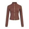Lulu Logo Slim-Fit Ladies' Stand-Collar Jacket with Gold Zipper, Long-Sleeved Sports Fitness Outerwear