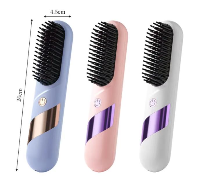 Cordless Negative Ion Hair Straightener Brush, USB Rechargeable 3 Temp Heated Comb for Wet & Dry фиолетовый