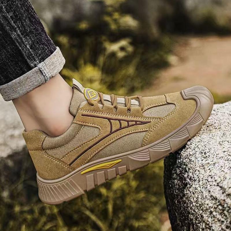 Lightweight Men's Safty Work Shoes Fashion Vintage Men Breathable Hiking Shoes Outdoor Wear-resistant Anti-slip Low-top Sneakers