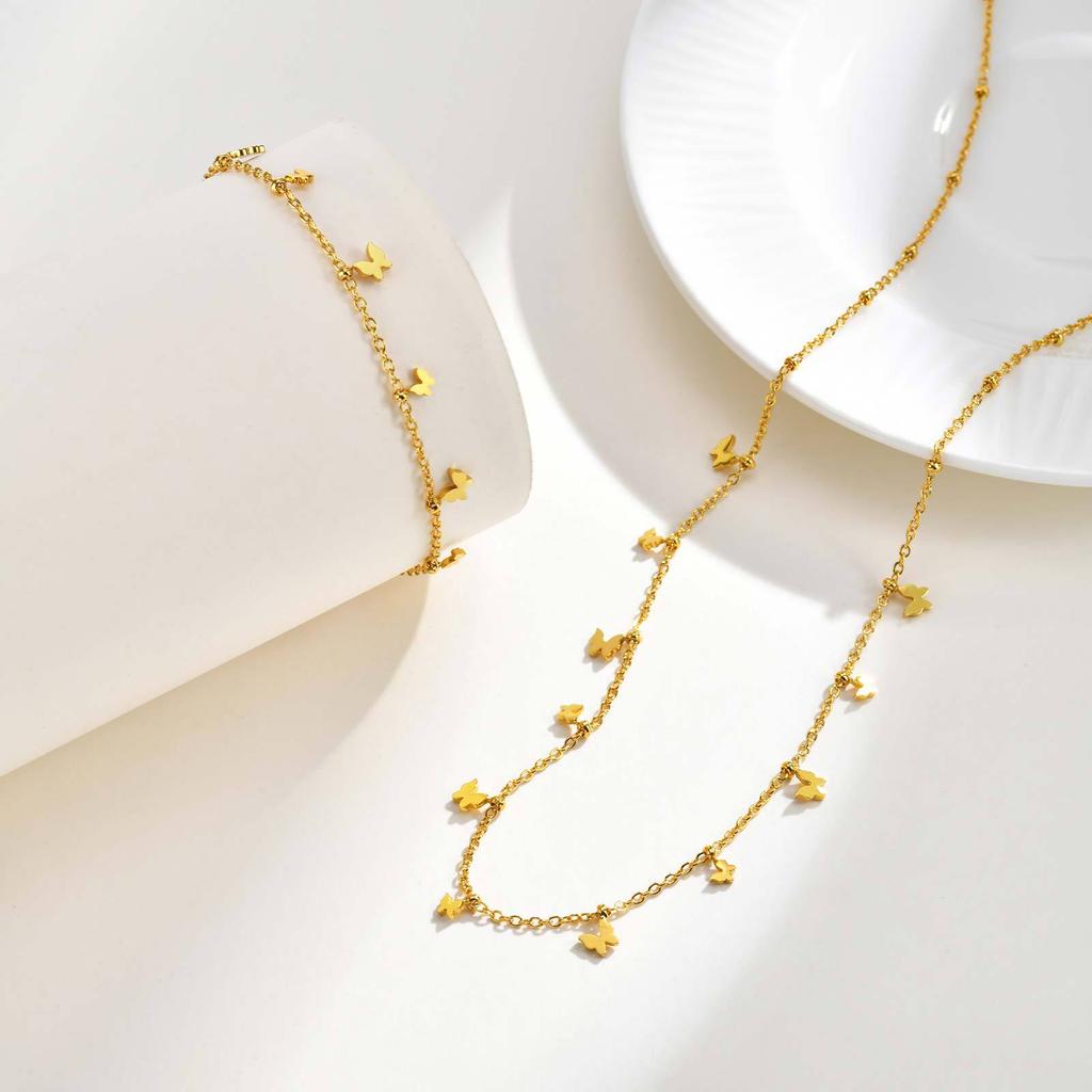 Wind Delicate Clavicle Chain Sweet Butterfly Jewelry, Stainless Steel Heart Bracelet Women Nc-2536