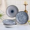 Microwaveable Underglaze Porcelain Round Vegetable Dish, Simple Ceramic Tableware Deep Plate.