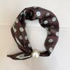Lightweight Pearl Decoration Scarf Polyester Silk Scarf Luxury Magnetic Buckle Scarf  Daily Wearing