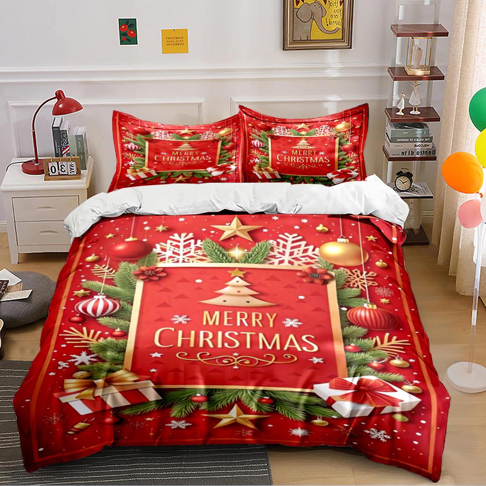 Christmas Themed Patchwork Bedding Set Bedding set (1 duvet cover, 2 pillowcases, duvet not included)
