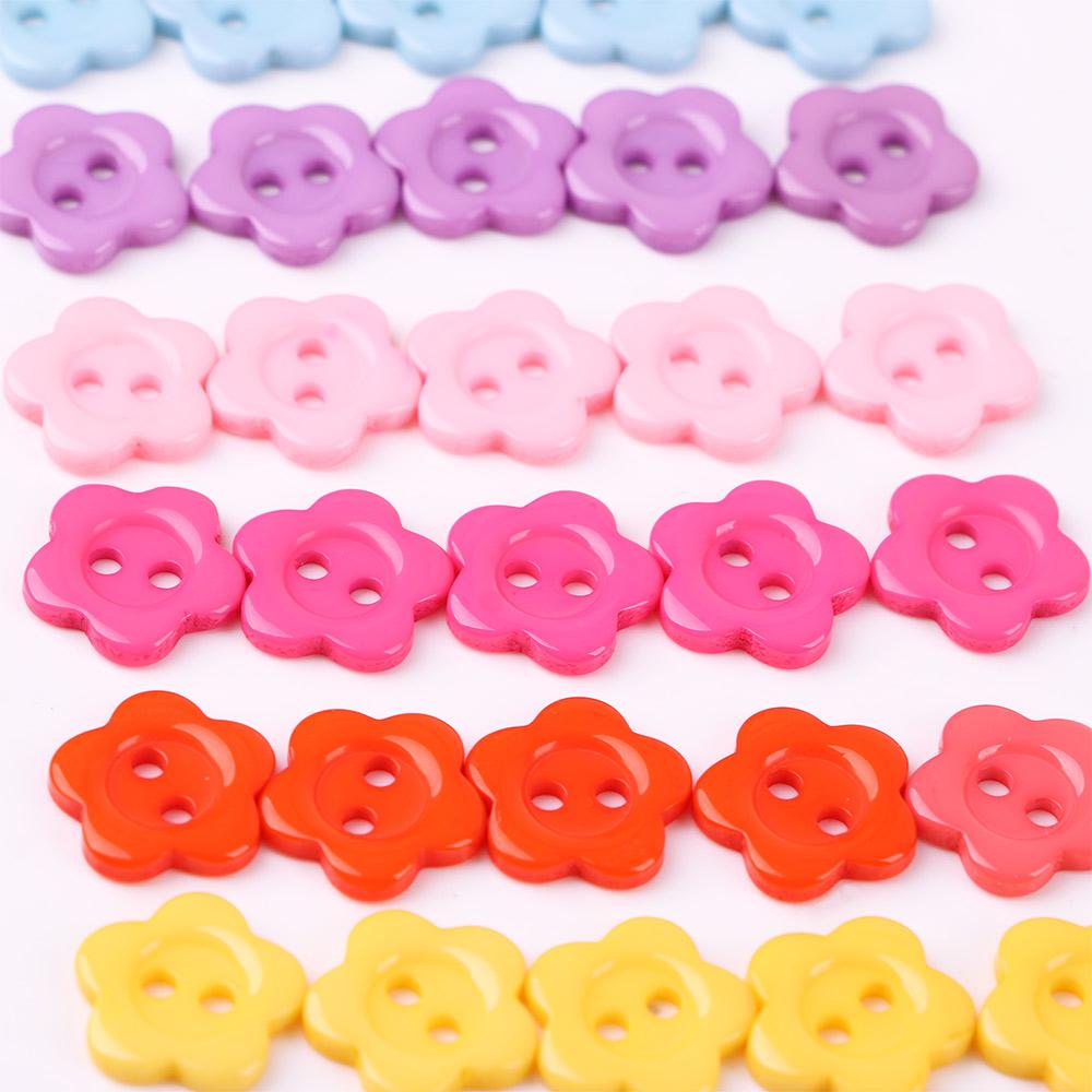 Kid's Pretty 100pcs Kids for Distinct Resin Sewing Flower Buttons