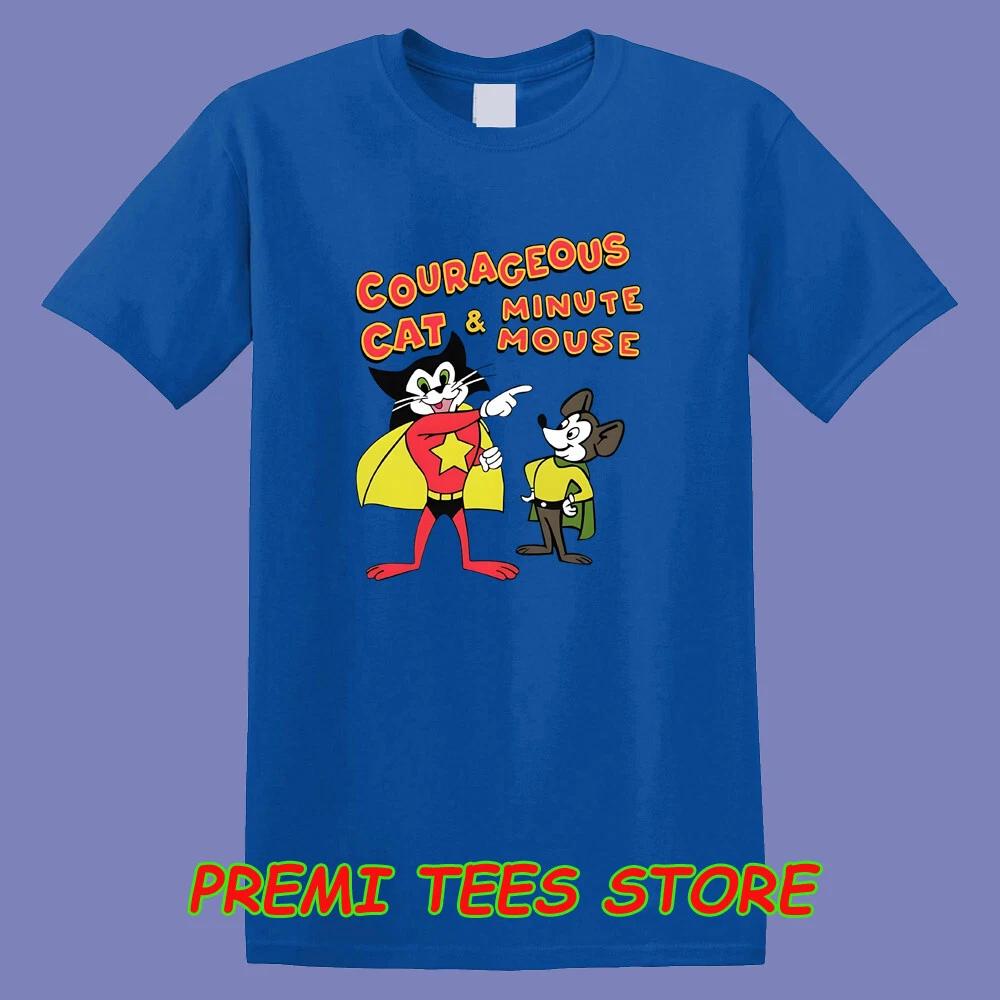 

Courageous Cat and Minute Mouse Cartoon Men s Blue Size S-3XL S