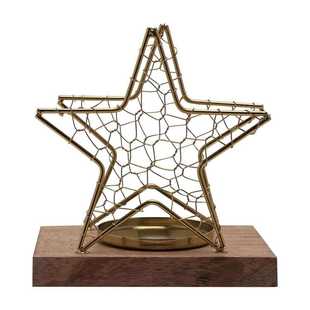 Celestial Gold Star Wire Candle Holder Medium