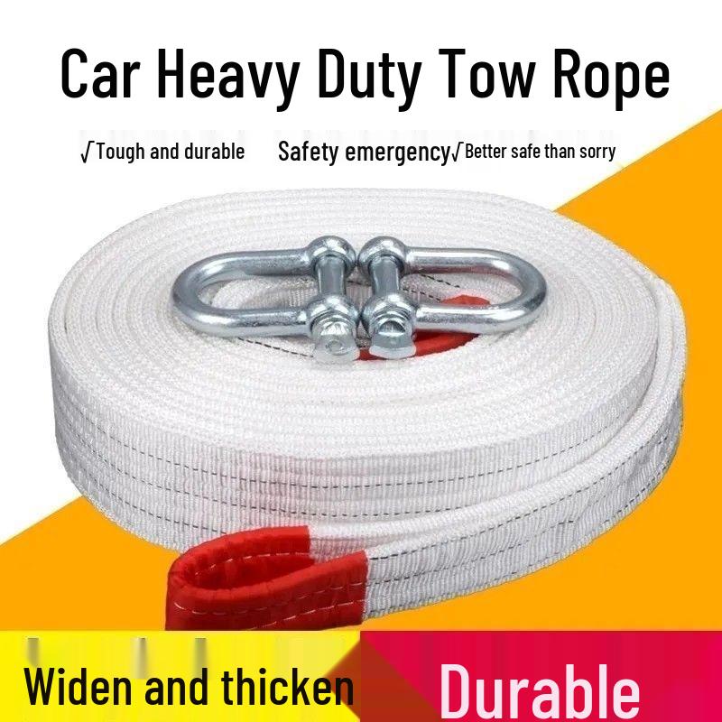 Heavy Duty Car Tow Rope, 5-10 Ton, Reflective Off-Road SUV Towing Strap