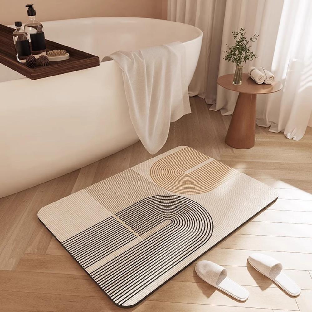 2 peças de tapete absorvente de lama diatomácea macia para banheiro, tapete de secagem rápida, tapete antiderrapante