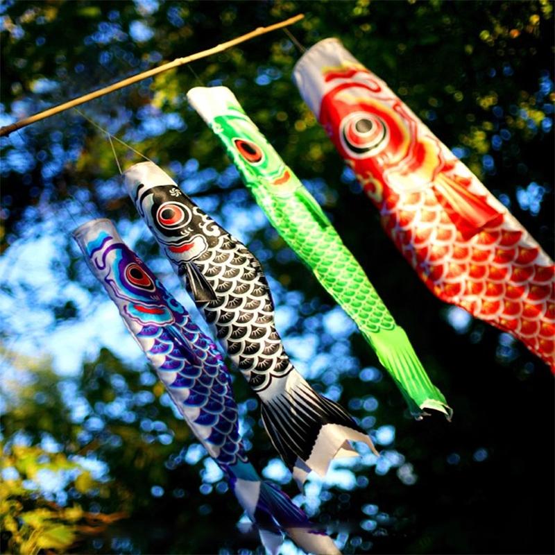 40/70/95cm Japanese Carp Flag Windsock Hanging Fish Flag Kite Colorful Wind Socks Home Garden Decoration Cartoon Fish Flag
