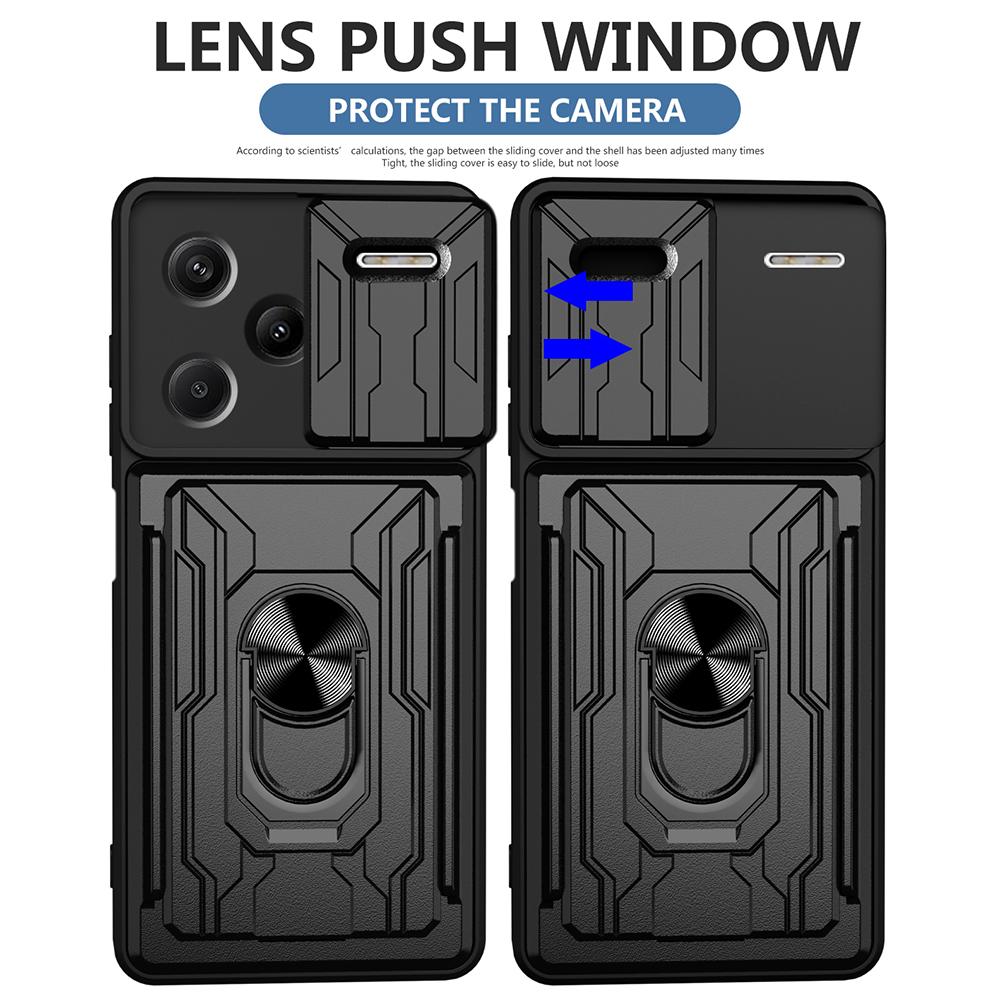 For Xiaomi Redmi Note 13 Pro+ 5G Case PC+TPU Kickstand Phone Back Cover with Camera Slider