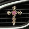 1pc Rhinestone Heart Car Air Outlet Perfume with Gold Rhinestone Cross Interior Air Conditioning Decoration
