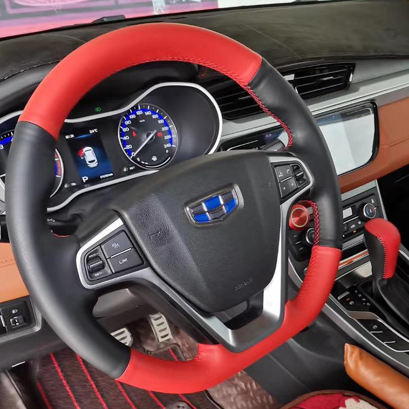 Leather Steering Wheel Cover for Emgrand GS/GL, Geely Boyue, Binyue, Vision, Borui - Custom Hand-Sewn