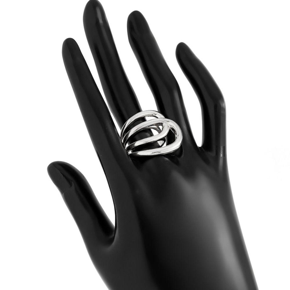 Geometry Hollow Out Ring Exaggerate Simple Finger Ring Solid Color Metal Rings  Women