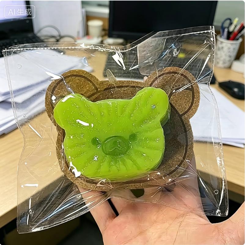 Handmade Squishy With Butter Texture - Kiwi Fruit Bear Shaped Decor To - Food Grade Silicone Safety Material